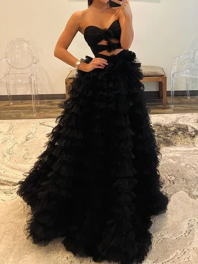 Princess Strapless Tulle Ruffle Tiered Prom Dresses #Milly020125533