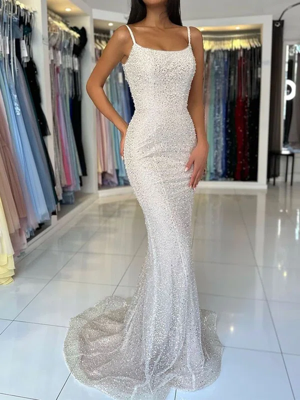 Sparkly Sheath/Column Sequin Scoop Neck Pearl Prom Dresses #Milly020125548