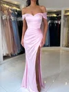 Sheath/Column Off-the-shoulder Satin Prom Dresses With Ruched #Milly020125570