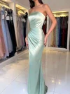 Sheath/Column Strapless Satin Prom Dresses With Ruched #Milly020125573
