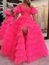 Puffy Ball Gown/Princess Tulle Tiered Ruffle Prom Dresses #Milly020125608