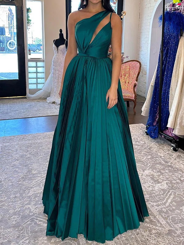 Ball Gown One Shoulder Satin Cut Out Pleated Prom Dresses #Milly020125634