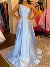 Ball Gown One Shoulder Satin Beaded Prom Dresses #Milly020125645