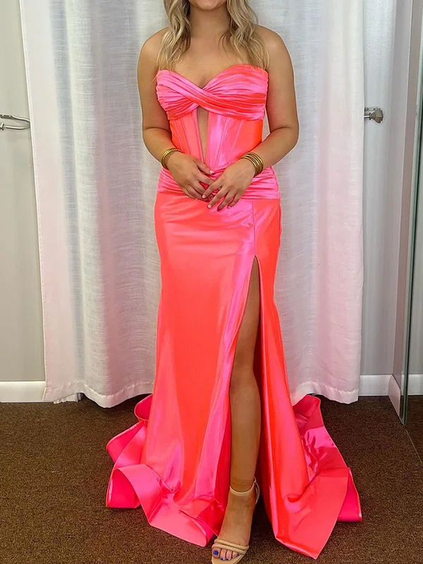 Elegant Sheath/Column Satin Sweetheart Cut Out Prom Dresses #Milly020125672