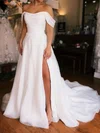 Ball Gown/Princess Off-the-shoulder Organza Sweep Train Wedding Dresses With Split Front #Milly00029055