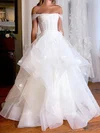 Ball Gown/Princess Off-the-shoulder Tulle Floor-length Wedding Dresses With Ruffles #Milly00029090