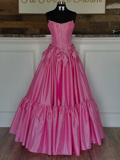 Ball Gown Strapless Satin Corset Prom Dresses With Bow #Milly020124997