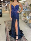 Mermaid V-neck Jersey Corset Beaded Prom Dresses #Milly020125015