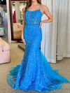 Mermaid Scoop Neck Sparkly Sequin Prom Dresses With Beading #Milly020125019