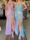 Sheath/Column V-neck Sparkly Sequin Prom Dresses #Milly020125026