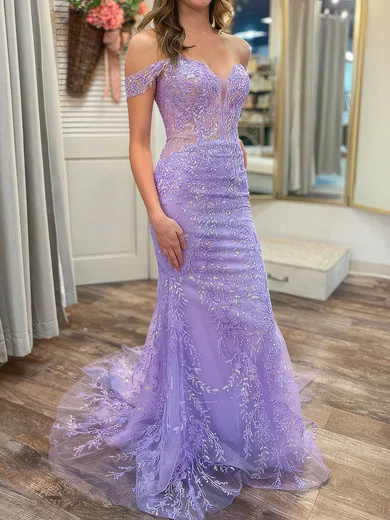 Sheath/Column Off-the-shoulder Sparkly Sequin Prom Dresses #Milly020125038