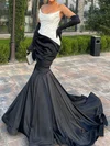 Unique Trumpet/Mermaid Satin Straight Ruched Prom Dresses #Milly020125056