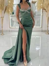 Sheath/Column Sweetheart Satin Prom Dresses With Ruched #Milly020125092