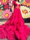 Princess One Shoulder Tulle Ruffle Prom Dresses #Milly020125105