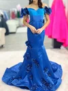 Mermaid Off-the-shoulder Satin 3D Floral Prom Dresses #Milly020125117