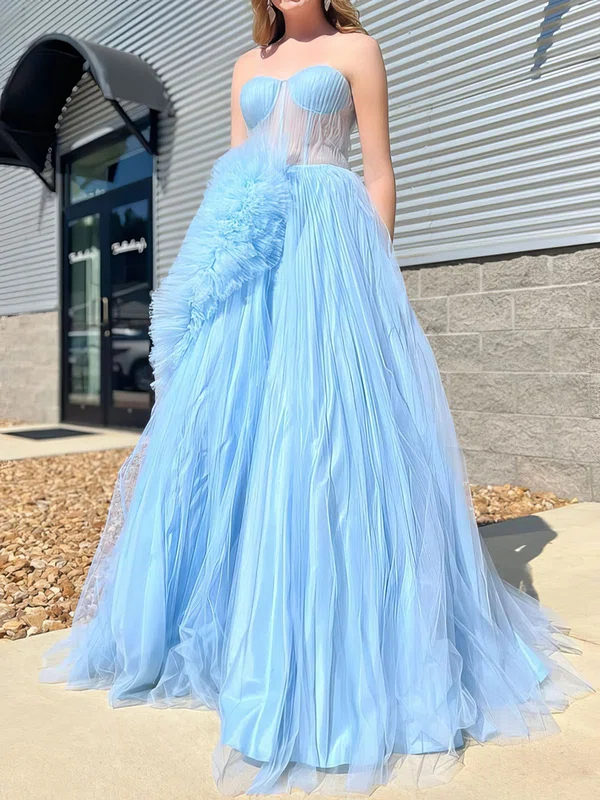 Ball Gown Strapless Tulle Ruffle Prom Dresses #Milly020125141