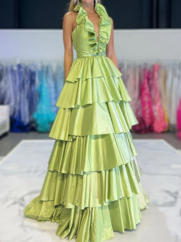 Unique Ball Gown/Princess Taffeta Ruffle Tiered Prom Dresses #Milly020125147