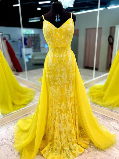 Mermaid V-neck Sparkly Sequin Prom Dresses #Milly020125162
