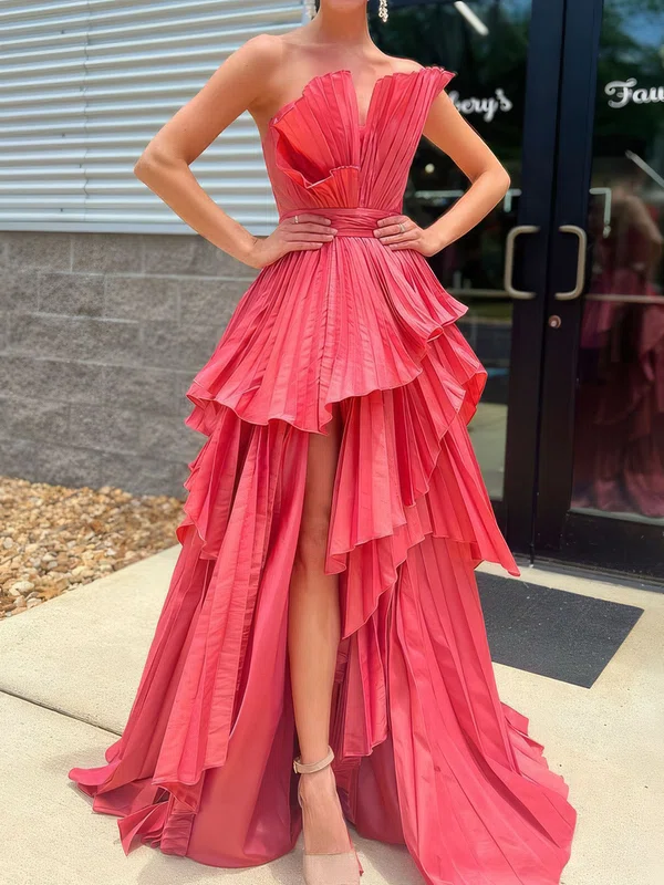 Unique Ball Gown/Princess Satin Straight Pleated Prom Dresses #Milly020125167