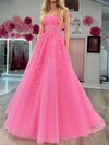 Ball Gown Strapless Tulle Prom Dresses With Appliques #Milly020125168