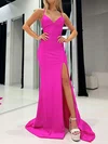 Sheath/Column V-neck Satin Prom Dresses With Ruched #Milly020125185