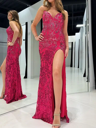 Sheath/Column V-neck Sparkly Sequin Prom Dresses #Milly020125191