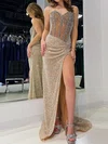 Sparkly Sheath/Column Sequin Sweetheart Beaded Split Prom Dresses #Milly020125203