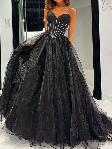 Corset Black Organza Ball Gown/Princess Ruched Prom Dresses #Milly020125210