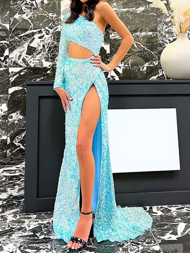 Sheath/Column One Shoulder Cut Out Sparkly Sequin Prom Dresses #Milly020124832