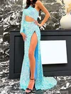 Sheath/Column One Shoulder Cut Out Sparkly Sequin Prom Dresses #Milly020124832