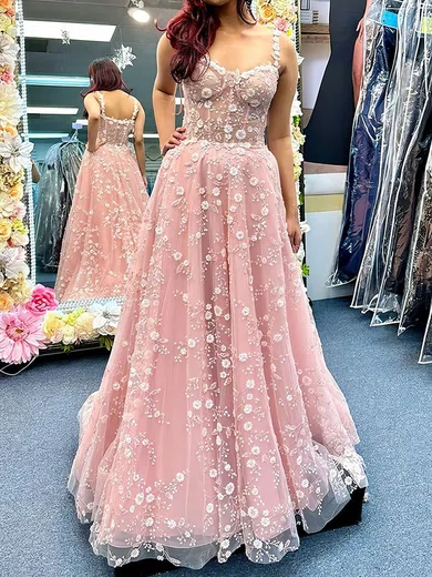 Ball Gown Sweetheart Tulle Corset Prom Dresses With Appliques #Milly020124955