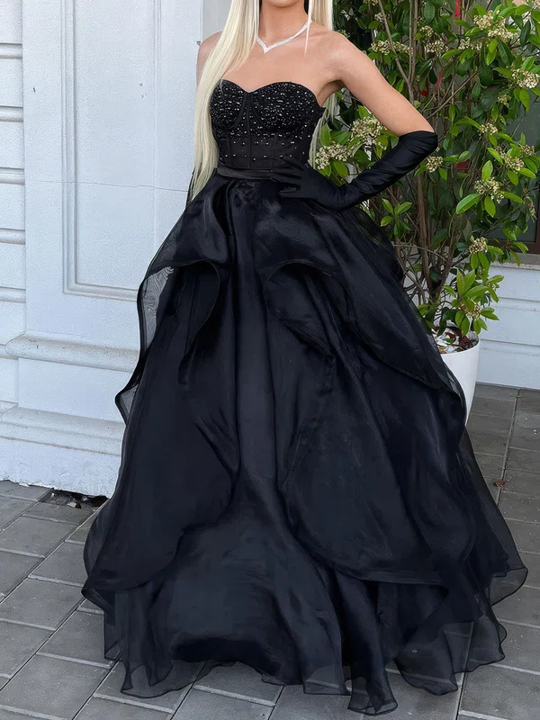 Princess Strapless Tulle Ruffle Prom Dresses With Beading #Milly020124959
