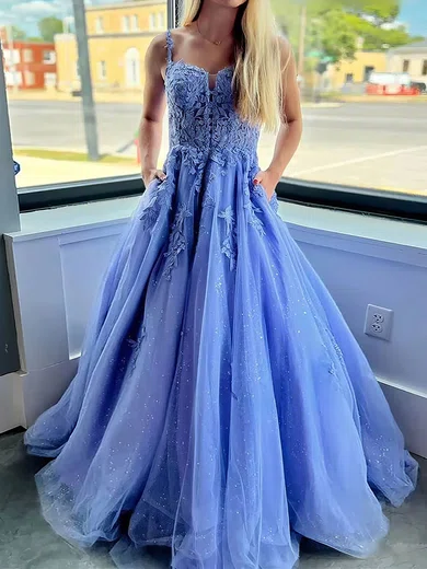 Ball Gown Sweetheart Tulle Prom Dresses With Appliques #Milly020124979