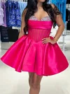 Puffy Corset Skater Satin Sweetheart Ruched Homecoming Dresses #Milly02054779