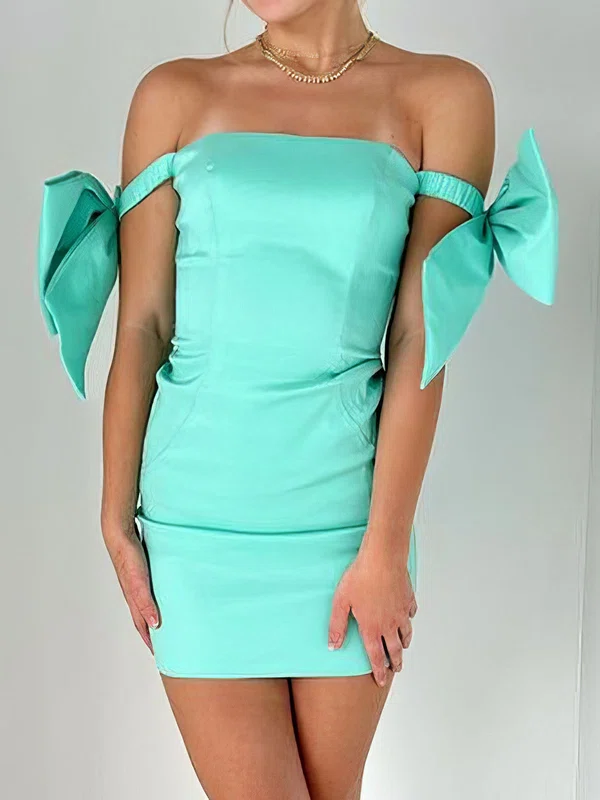 Elegant Satin Off-the-shoulder Bow Bodycon Homecoming Dresses #Milly02054780