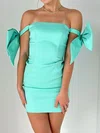 Elegant Satin Off-the-shoulder Bow Bodycon Homecoming Dresses #Milly02054780