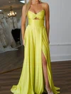 A-line V-neck Satin Cut Out Prom Dresses With Ruched #Milly020125738