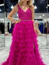 Puffy Ball Gown/Princess Tulle Appliques Ruffle Prom Dresses #Milly020125756