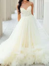 Princess Strapless Tulle Ruffle Prom Dresses With Appliques #Milly020125767