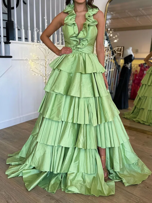 Unique Ball Gown/Princess Taffeta Tiered Ruffle Prom Dresses #Milly020125769