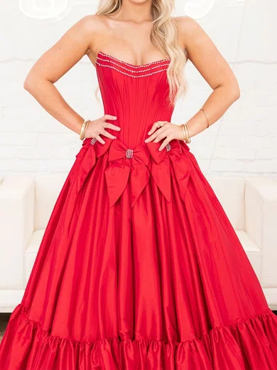 Ball Gown Strapless Satin Corset Prom Dresses With Bow #Milly020125777