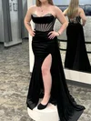 Mermaid Strapless Velvet Corset Prom Dresses With Beading #Milly020125840