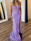 Elegant Sheath/Column Lace Tulle Square Neck Appliques Prom Dresses #Milly020125848