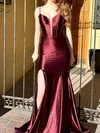 Mermaid V-neck Satin Corset Prom Dresses With Ruched #Milly020125855