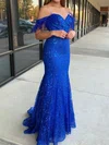 Mermaid Off-the-shoulder Lace Prom Dresses With Feather #Milly020125868