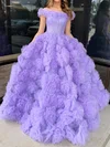 Ball Gown Off-the-shoulder Tulle Ruffle Tiered Prom Dresses #Milly020125869