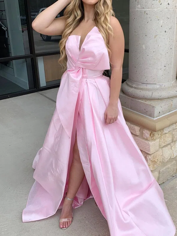 Ball Gown Strapless Satin Prom Dresses With Ruched #Milly020125889