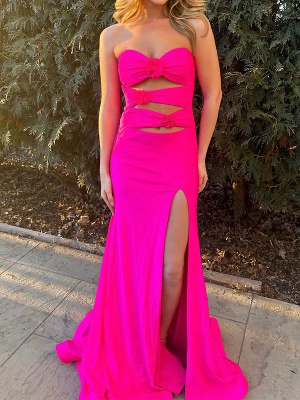 Mermaid Strapless Jersey Cut Out Prom Dresses With Ruched #Milly020125891