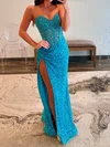 Sparkly Sheath/Column Sequin Sweetheart Beaded Split Prom Dresses #Milly020125899