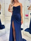 Sheath/Column Strapless Jersey Beaded Prom Dresses With Ruched #Milly020125916